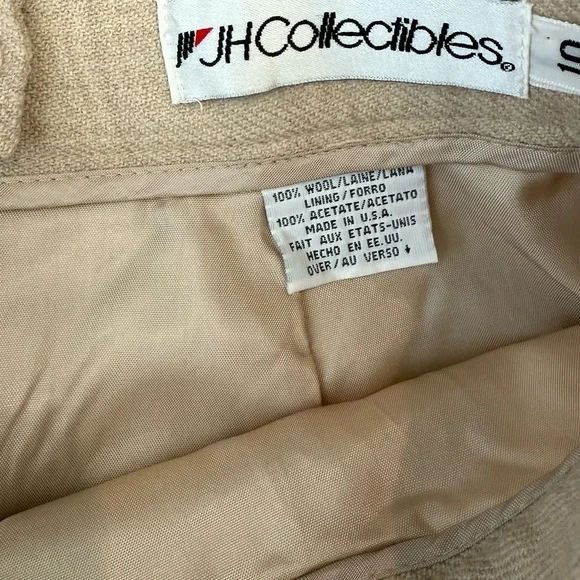 JH Collectibles -  Vintage Chic Beige 100% wool Skirt - size 6 - Picture 8 of 11
